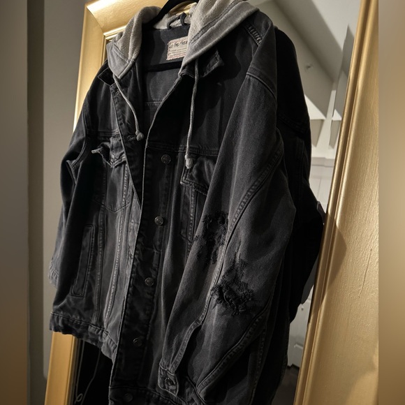Free People Oversized Hooded Denim Jacket - Picture 5 of 14